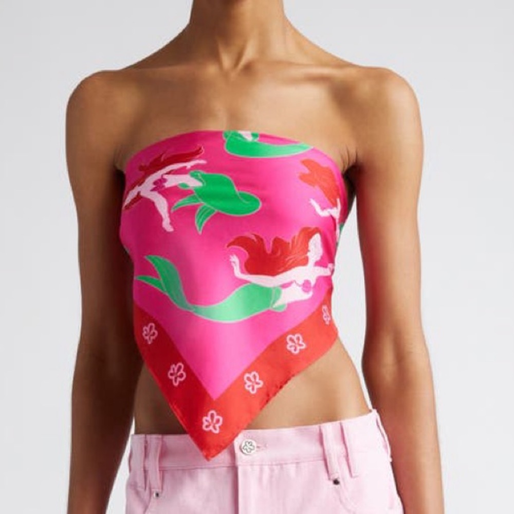 MARSHALL COLUMBIA X DISNEY THE LITTLE MERMAID ARIEL SILK SCARF PINK/RED NWT